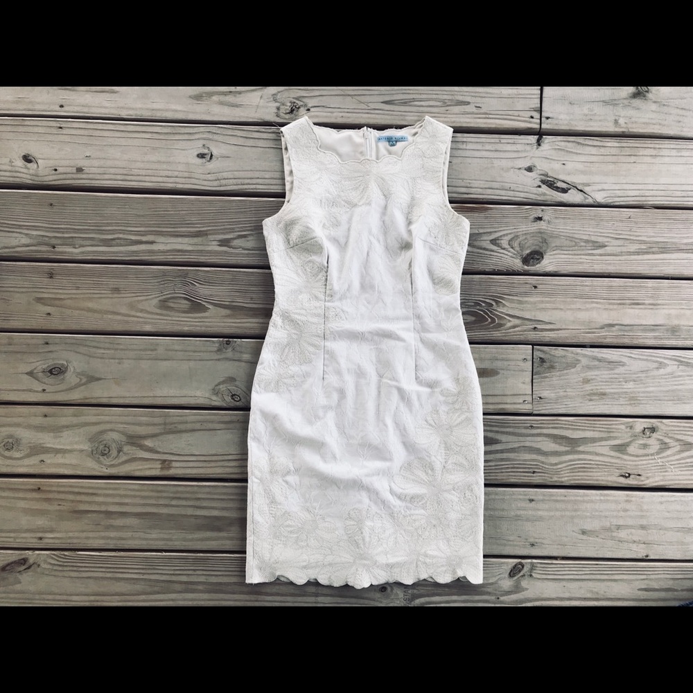 Antonio Melani White Flower Stitch Sheath Dress 4